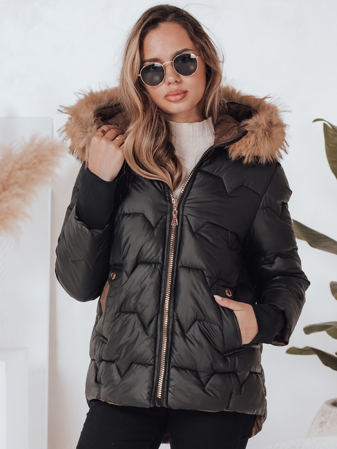 Damen Winterjacke SNOWMISS gesteppt schwarz mit Kapuze Dstreet TY4999