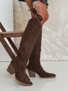 Damenstiefel aus Wildleder mit Absatz braun Dstreet ZY1062