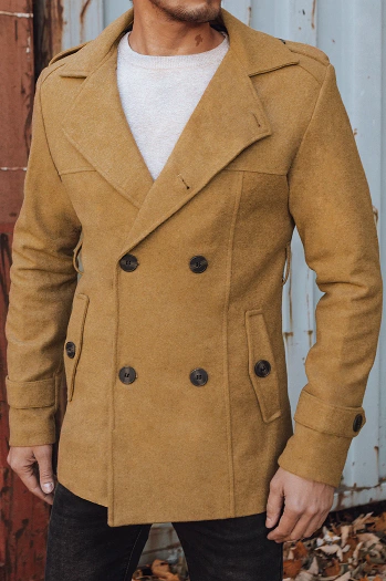 Herren Zweireihiger Mantel Sandfarbe Dstreet CX0443