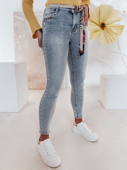 Damen Skinny Jeans TRENDIFIX Hose mit Gürtel blau Dstreet UY2481