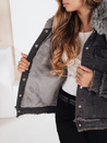 Damen FURDENIM Jeansjacke mit Kunstfell dunkelgrau Dstreet TY5185