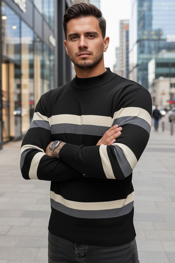 Herren Gestreifte Pullover Farbe Schwarz DSTREET WX2127