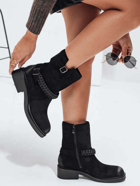 Damen Wildleder Stiefel schwarz Dstreet ZY1032