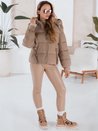 Gesteppte Winterjacke für Damen mit Kapuze in camel Dstreet TY5063