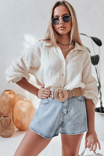 Damenhemd in Übergröße aus Musselin MUSLINEA creme Dstreet DY0480