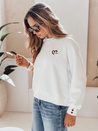 Damen Sweatshirt in Übergröße mit gestickten Herzen MONLOVE weiß Dstreet BY1507