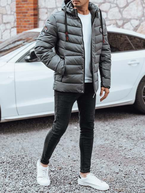 Herren Steppwinterjacke mit Kapuze in graphit Dstreet TX5057