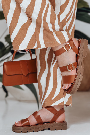 Damen Sandalen mit Schnallen SOLARIA camel Dstreet ZY0891