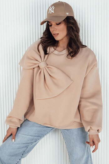 Damen Sweatshirt in Übergröße BOWLOOP beige Dstreet BY1262