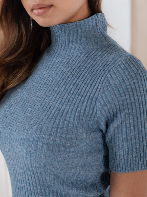 Kurzarm-Pullover mit Rippenstruktur GIRLGLORY blau Dstreet MY2555