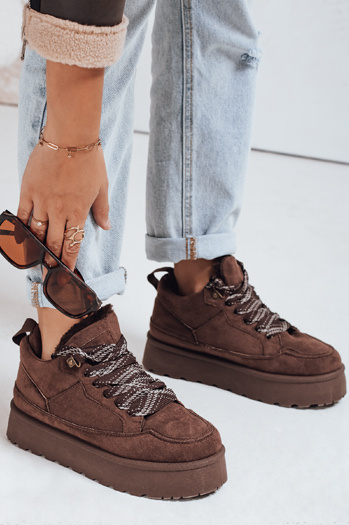 Damen Pelz Plattform Turnschuhe braun Dstreet ZY1069