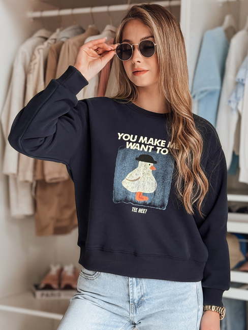 Damen Oversize bedrucktes Sweatshirt GOOSHY navy blau Dstreet BY1428