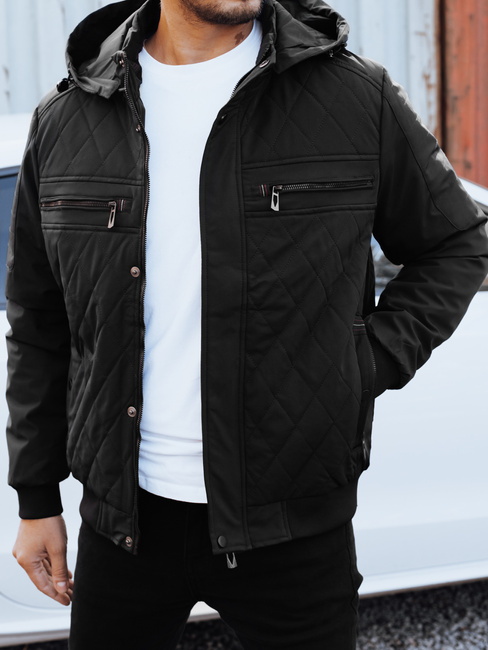 Herren Übergangs-Steppjacke mit Kapuze schwarz Dstreet TX5037
