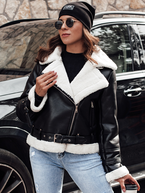 Damen Winter Lederjacke BELLCIAO schwarz und beige Dstreet TY4685