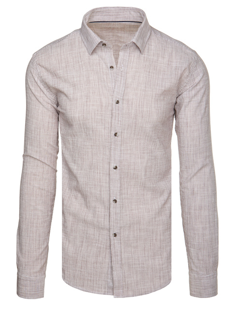 Herren Langarmhemd mit feinen Streifen beige Dstreet DX2657