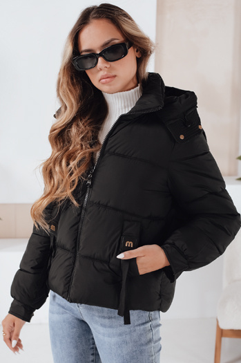 Gesteppte Damen Winterjacke mit Kapuze schwarz Dstreet TY5064