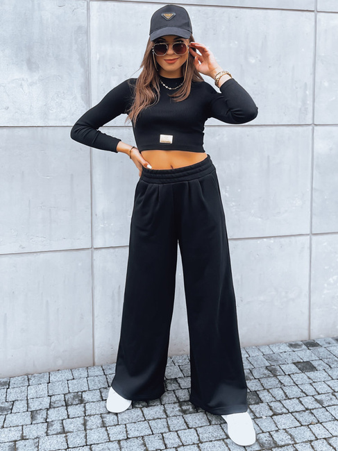 Damen Set aus weiter Hose und Crop Top ASTRAL ALLURE schwarz Dstreet AY0920
