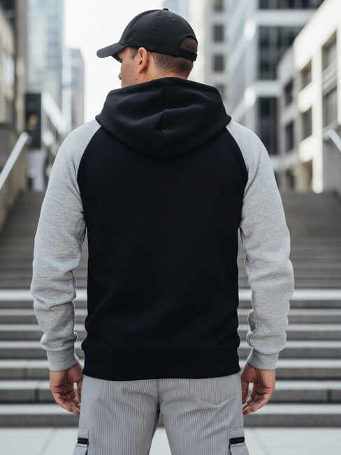 Herren-Kapuzenpullover mit grauen und schwarzen Streifen Dstreet BX5902