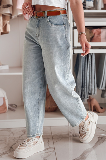 Damen Denim Baggy Hose mit Gürtel NEWFLOVER blau Dstreet UY2435