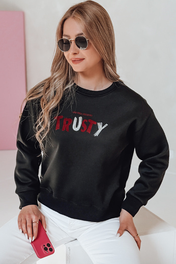 Damen Sweatshirt in Übergröße mit Stickerei SOFTRUS schwarz Dstreet BY1408