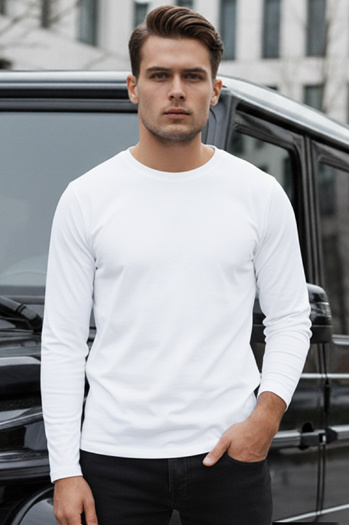 Herren weißes Longsleeve Dstreet LX0579