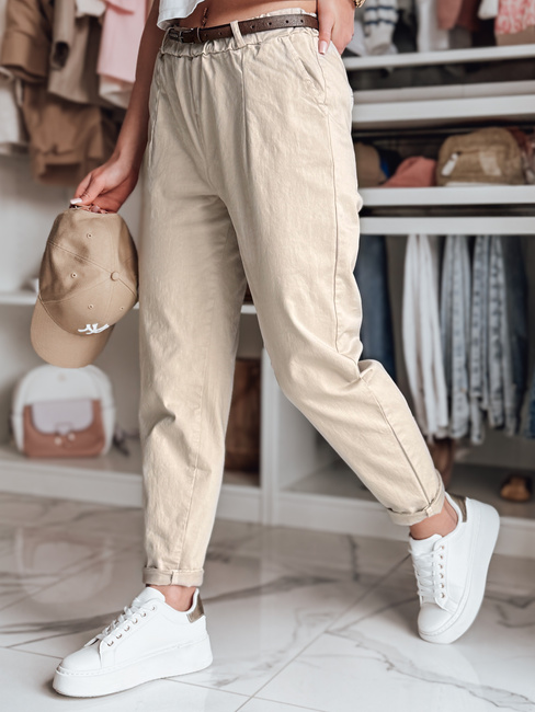 Damen Chinohose mit Gürtel RELCIX hellbeige Dstreet UY2585