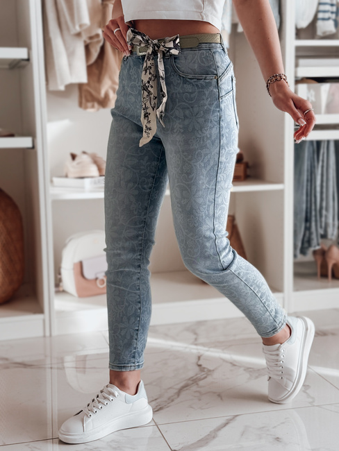 Damen Skinny Jeans Hose mit Gürtel FLORENCIO blau Dstreet UY2457