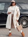 Damen Wintermantel GLAMFUR langes Fell beige Dstreet TY4698
