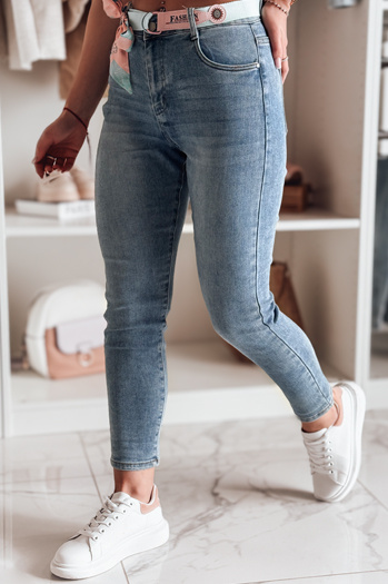 Damen Denim Slim Fit Hose mit Gürtel TRENDLINE blau Dstreet UY2478