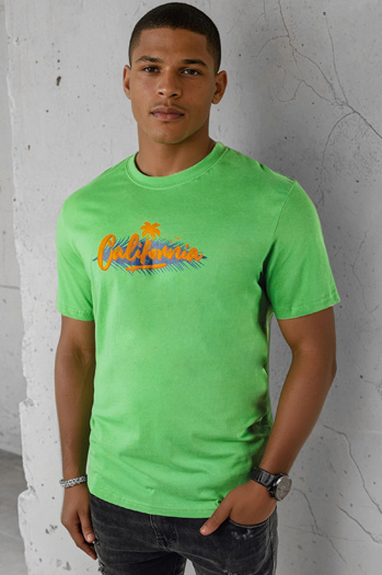 Bedrucktes grünes Herren-T-Shirt Dstreet RX5373