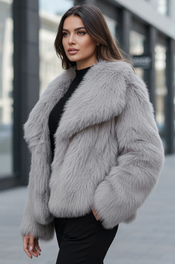 Kurzer grauer Damen-Pelzmantel ZARAFIA Dstreet TY5116z