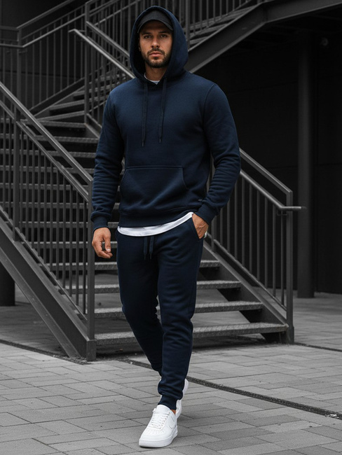 Herren Kapuzenpullover Dunkelblau BX3001