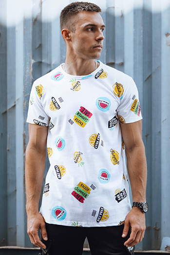 Bedrucktes Herren-T-Shirt weiß Dstreet RX5613