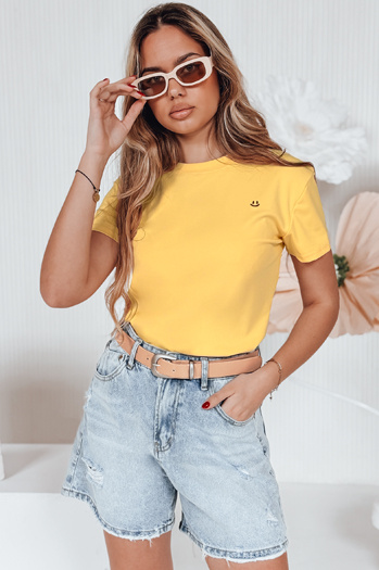 Geripptes Damen-T-Shirt SMILE FOR YOU gelb Dstreet RY2908
