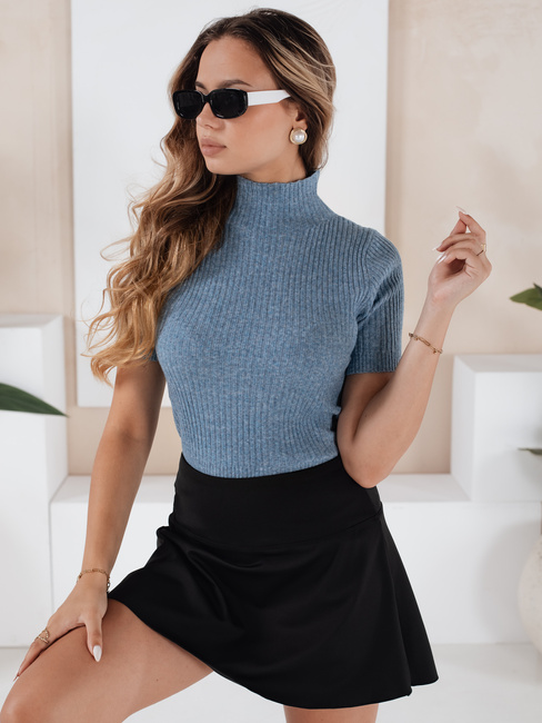 Kurzarm-Pullover mit Rippenstruktur GIRLGLORY blau Dstreet MY2555