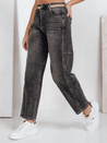 Damen Jeans mit weitem Bein und Gürtel schwarz Dstreet UY2744
