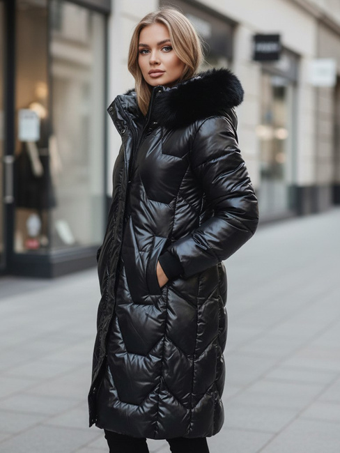 Damen Winterjacke ELECIO lang gesteppt mit Kapuze schwarz Dstreet TY5178z