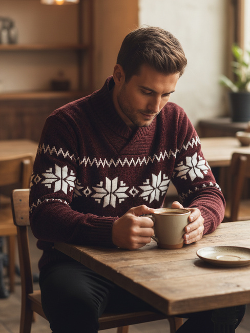 Burgunderroter Pullover für Männer Dstreet WX2271