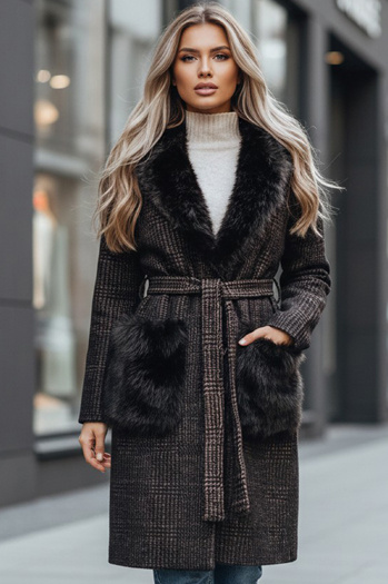 Damen Pelzmantel braun Dstreet TY5229z