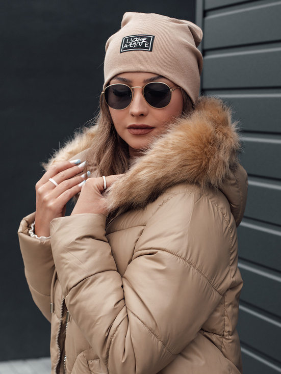 Damen Winterjacke MELOMA gesteppt mit Kapuze beige Dstreet TY4712