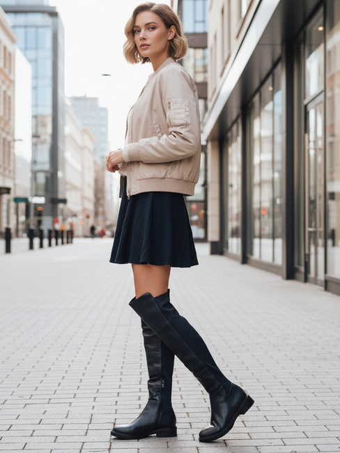 Damen hohe Stiefel navy blau Dstreet ZY1281