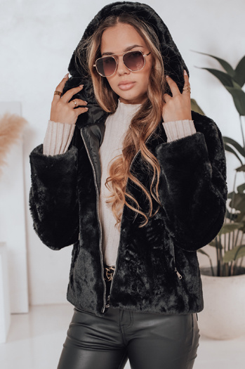 Damen Kurzmantel ELMIRIS schwarzer Pelzmantel Dstreet TY4995