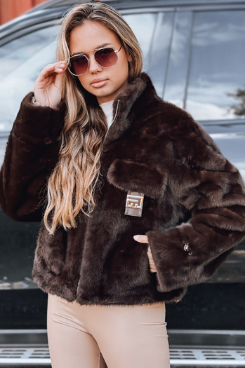 Kurzer brauner Damen-Pelzmantel Dstreet TY5241