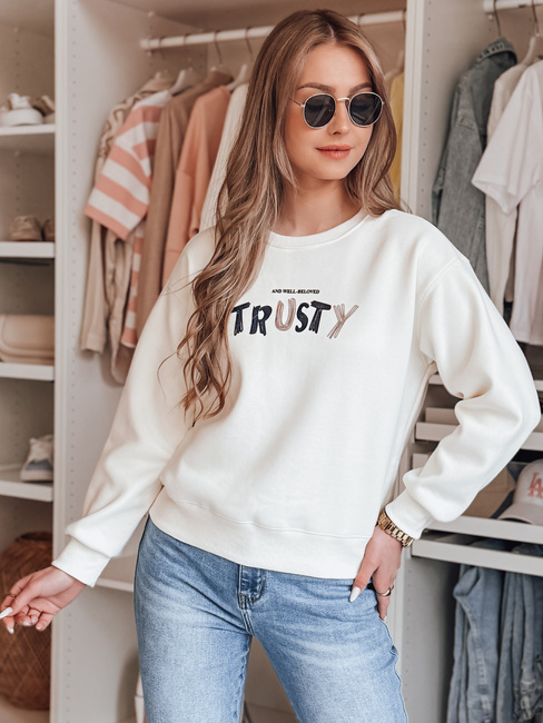 Damen Sweatshirt in Übergröße mit Stickerei SOFTRUS ecru Dstreet BY1411