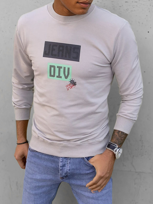 Herren Sweatshirt mit Aufdruck Beige Dstreet BX5375