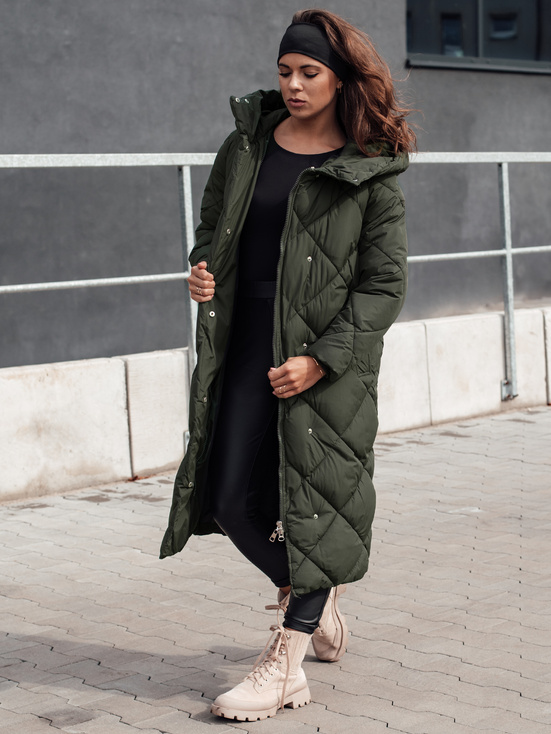 Damen Steppwinterjacke mit Kapuze FEMACOAT grün Dstreet TY4597