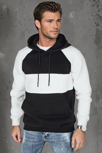 Herren-Kapuzenpullover mit schwarzen und weißen Streifen Dstreet BX5901