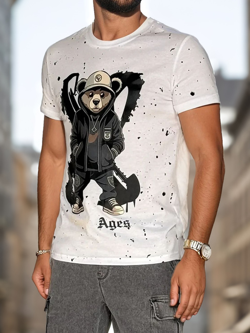 Bedrucktes Herren-T-Shirt weiß Dstreet RX5656