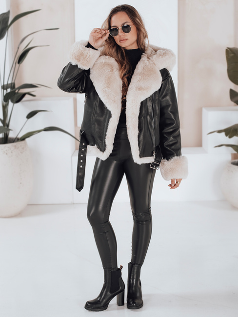 Damen Öko-Leder-Leggings schwarz Dstreet UY2735