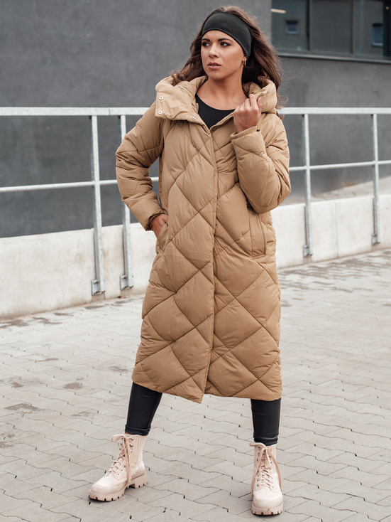 Damen Steppwinterjacke mit Kapuze FEMACOAT beige Dstreet TY4592